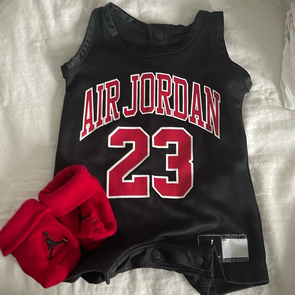 Newborn Jordan onesie with socks